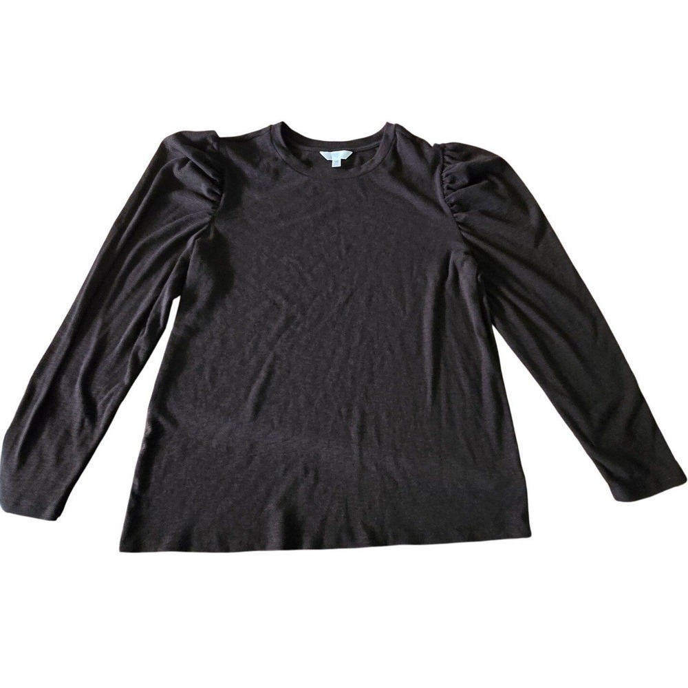 TIME AND TRU Puff Sleeve Crew Neck Long Sleeve T Shirt Top XXXL Black 3X 3XL 22 - Picture 2 of 5